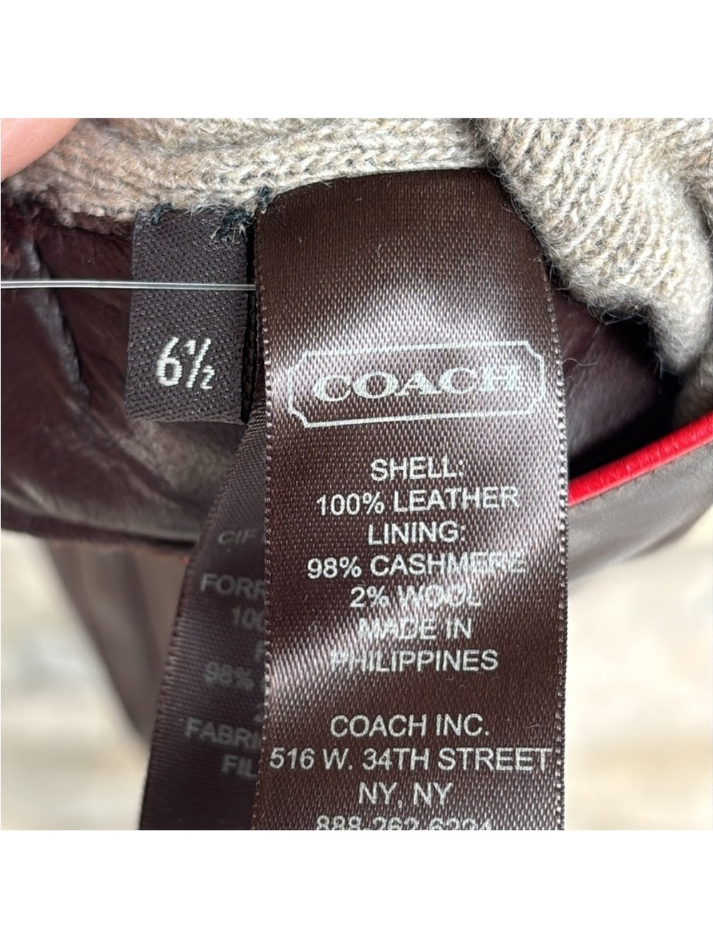 Authentic Coach Leather Gloves with Gold Buttons - Picture 6 of 6